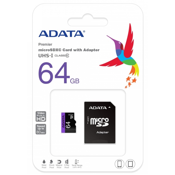 MicroSDHC 64Gb SD Adata Clasa 10